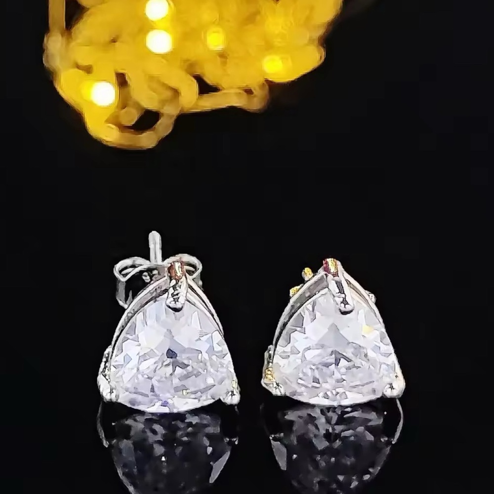 Elegant Silver Stud Earrings - Picture 2 of 2